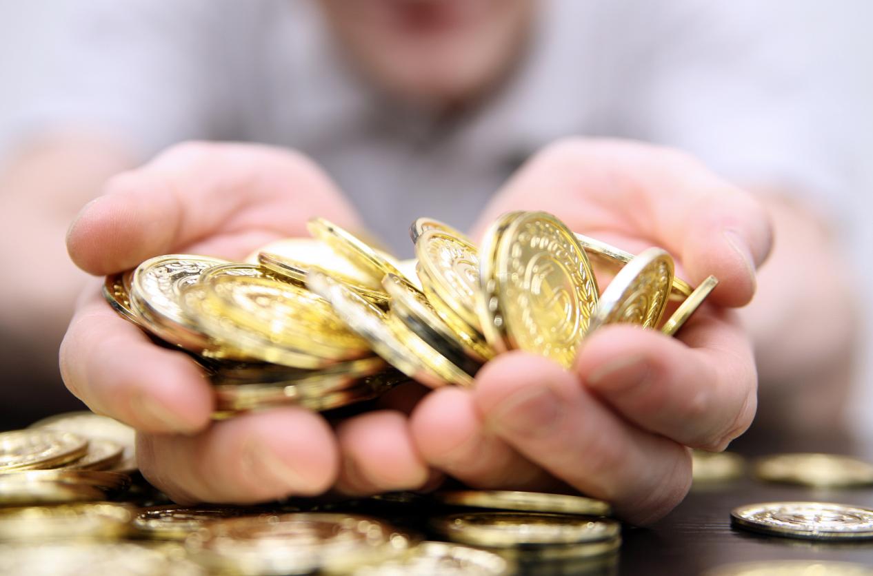 Handful of gold coins
