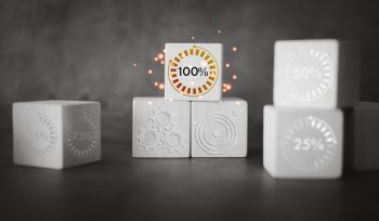 项目完成的理念要百分之百的成功才能工作。木块图标100%。