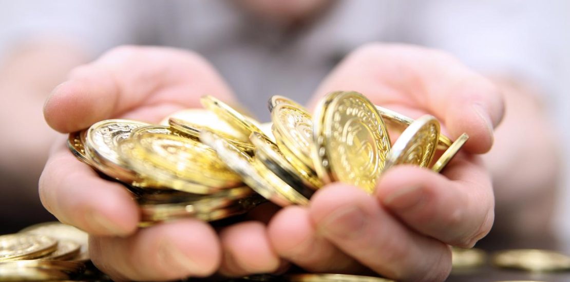 Handful of gold coins
