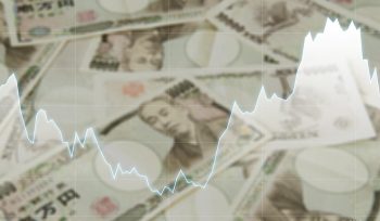 日元和美元银行堆,商业和金融